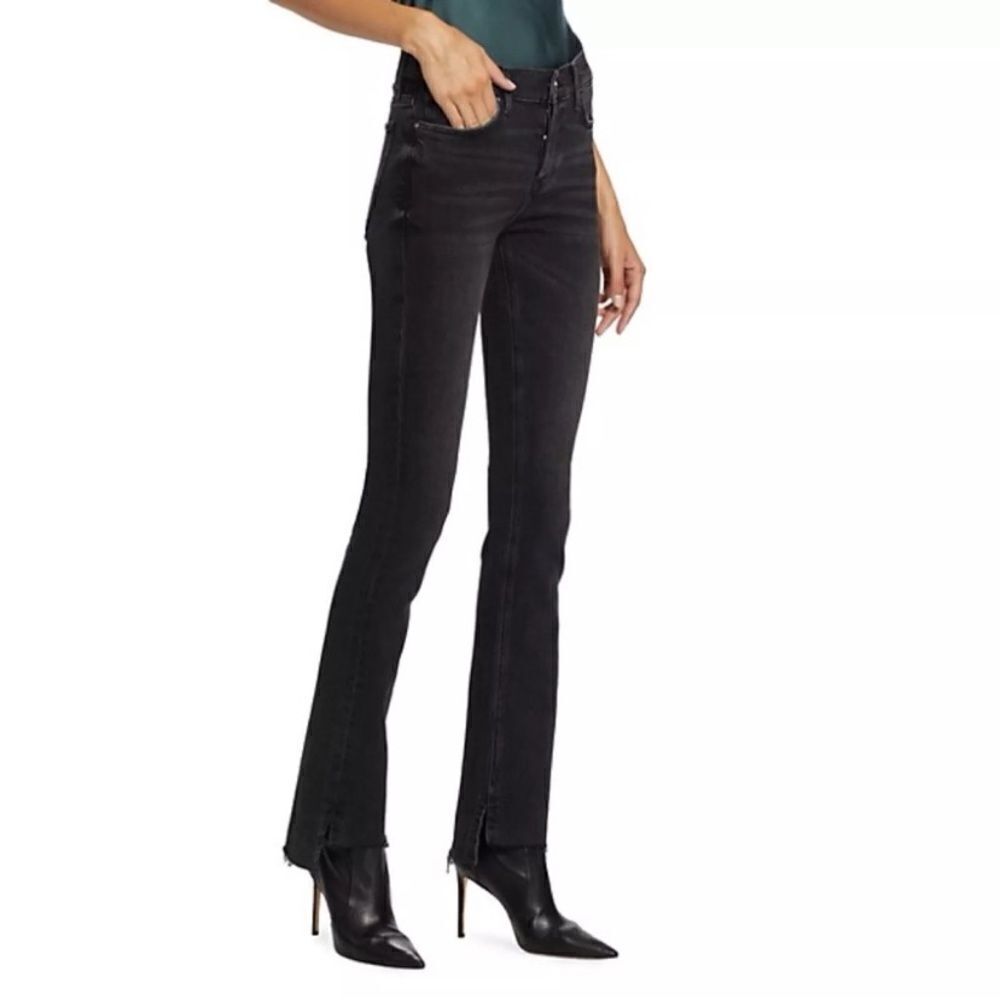 NWT Anine Bing Tristen Skinny Black Jeans Stoned Flare Mid Rise Size 23 - Picture 4 of 12